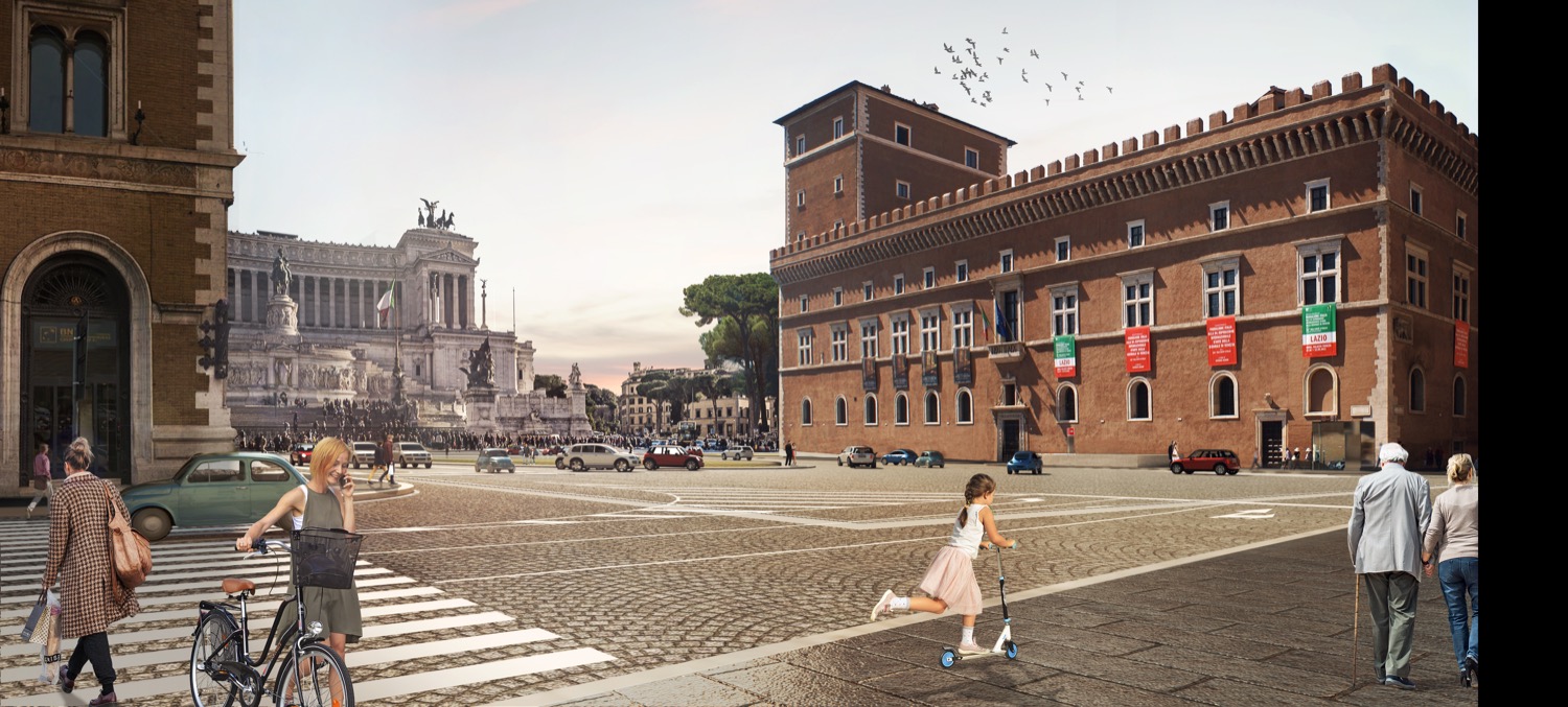 Render Piazza Venezia Vista da Via del Plebiscito